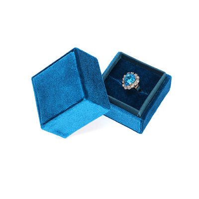 Casella di archiviazione anello quadrato blu chiaro per visualizzare gioielli di velluto in velluto dimensione personalizzata
