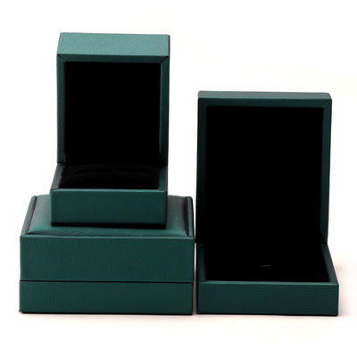 Casella di imballaggio di gioielli di velluto di lusso di lusso Collare e anello in pelle PU verde Hanhong