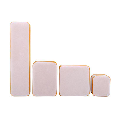 Scatola di imballaggio per gioielli in velluto a colori di albicocca personalizzata per doppio strato e dimensione 6 * 5.5 * 5 cm