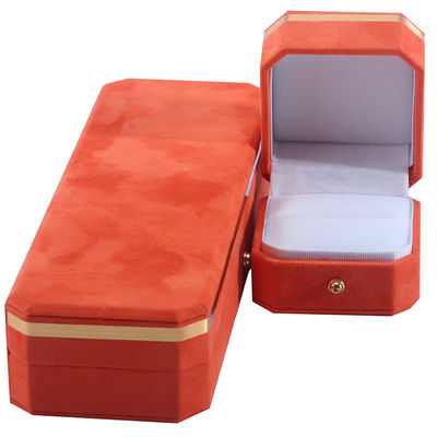 Pacchetto gioielli per collane di nozze orecchini e anelli Hanhong Custom Orange Velvet Box