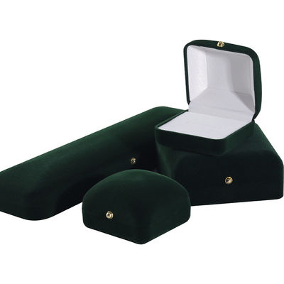 Prodotto all'ingrosso Gioielli di lusso fatti a mano Confezione in scatola Logo personalizzato personalizzato Alto livello Colletto verde scuro Bracciale orecchini Anello Confezione Casella di gioielli di velluto