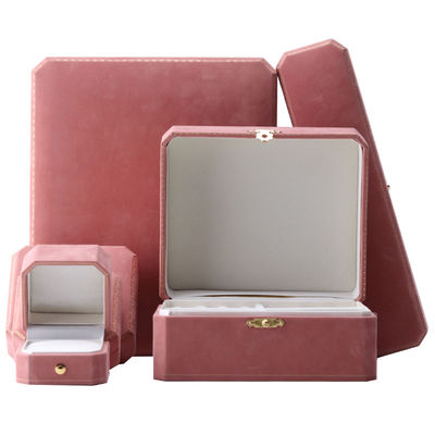 Scatola portagioie rettangolare in velluto rosa per set di braccialetti con motivo di lusso, logo personalizzato