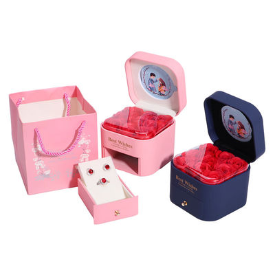 Taglia personalizzata Rose Immortal Drawer Flower Jewellery Box Per Stud Ohrringe Pendente