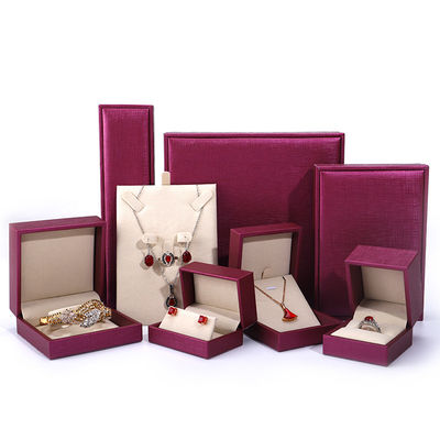 Wine Red Brush Finishing PU Leather Jewelry Box Package per lo stoccaggio di lusso