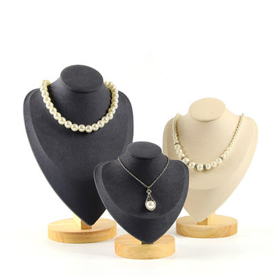 Sopralluogo di velluto morbido supporto per display per collare in legno supporto per display per pendenti