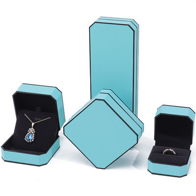 Cyan Elegante Octagonale Falsa Gioielleria In Cuoio Con Ornamento Al Margine Nero