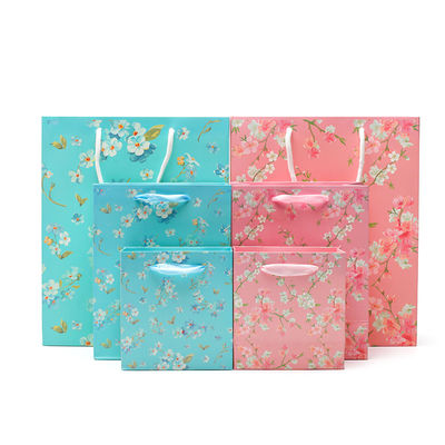 Modello di fiori robusta cartone carta Tote sacchetto con maniglie per il regalo di compleanno della ragazza