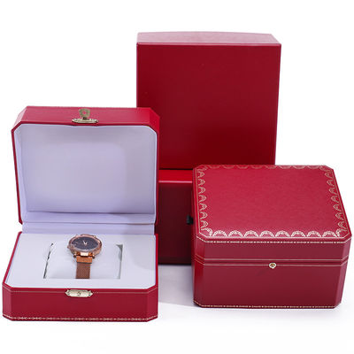 Incantevole custodia di orologi di carta rigida e ottagonale con ornamento a bottone d'oro