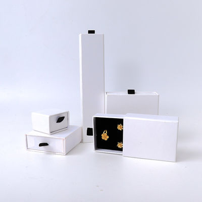Scatola portagioie rettangolare Eco-friendly quadrata in carta bianca con cassetto