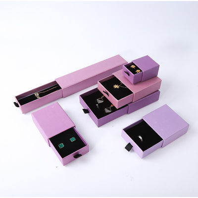 Manifattura all'ingrosso Eco-friendly regalo di alta qualità gioielleria scatola personalizzata anello personalizzato collana orecchino braccialetto imballaggio cartone viola cassetto carta gioielleria scatola con logo