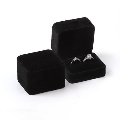 Anello di nozze di velluto nero personalizzato scatola doppia eco-friendly