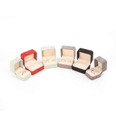 Ingrosso Gioielli di fascia alta Imballaggio Ring Box Logo personalizzato Gioielli Imballaggio Luxury Double Wedding Engagement Velvet Ring Box