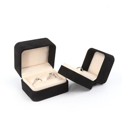 Ingrosso Gioielli di fascia alta Imballaggio Ring Box Logo personalizzato Gioielli Imballaggio Luxury Double Wedding Engagement Velvet Ring Box