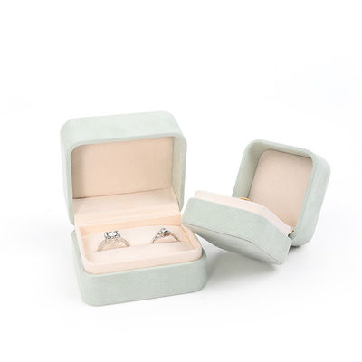 Gioielli all'ingrosso Imballaggio Ring Box Custom Jewelry Packaging Luxury Double Wedding Engagement Green Velvet Ring Box con logo