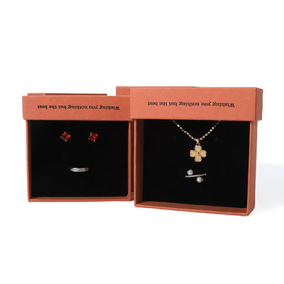Cina fabbricazione all'ingrosso di alta qualità Colletto Orecchini Braccialetto anello scatola Gioielli imballaggio personalizzato Custom Eco Friendly Cartone Carta arancione cassetto Gioielli scatola con logo